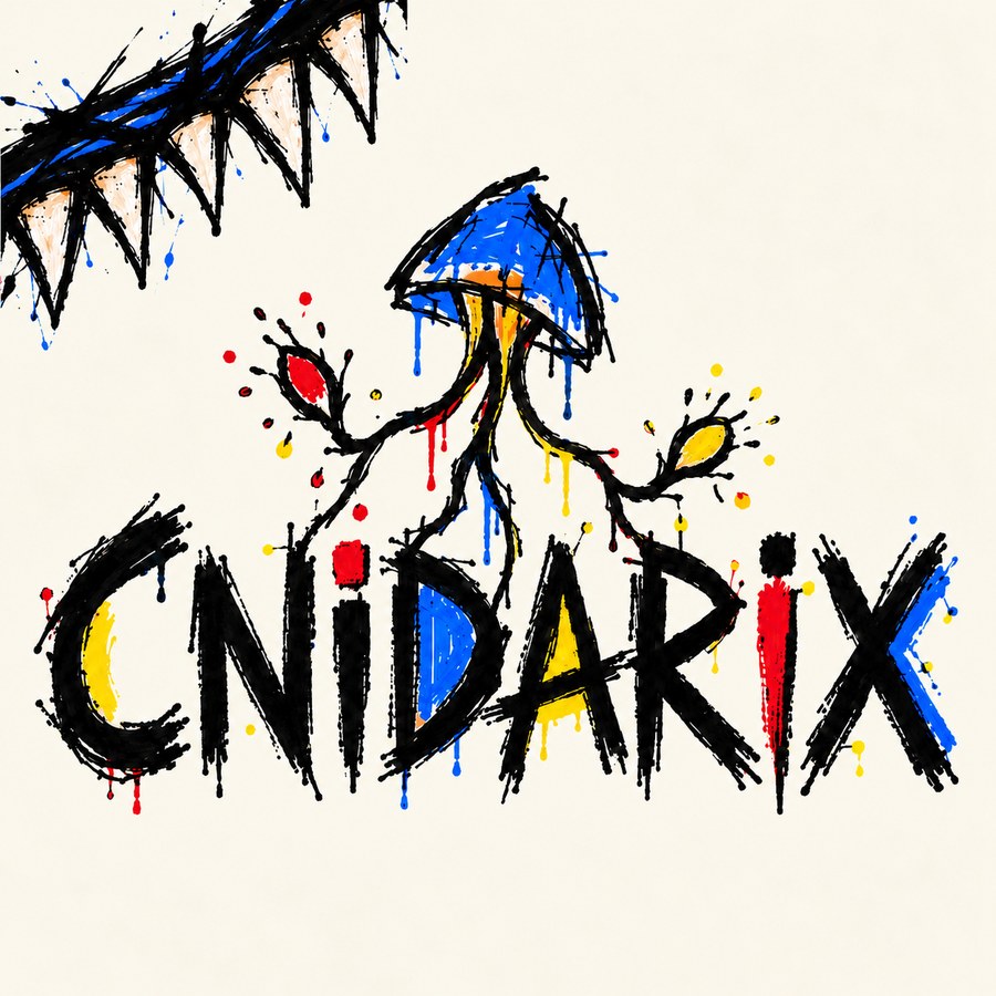 Cnidarix logo: a hand-painted jellyfish above the word Cnidarix